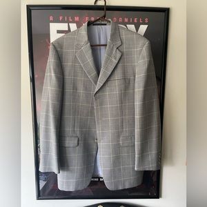 Burberry London 40 Reg Patterned Blazer Grey Blue Yellow Plaid 100% wool 40R